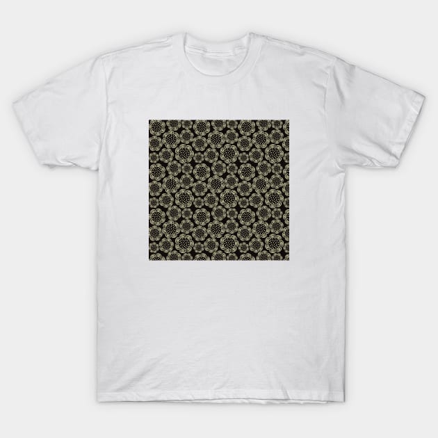 Black Floral Pattern T-Shirt by FloralPatterns